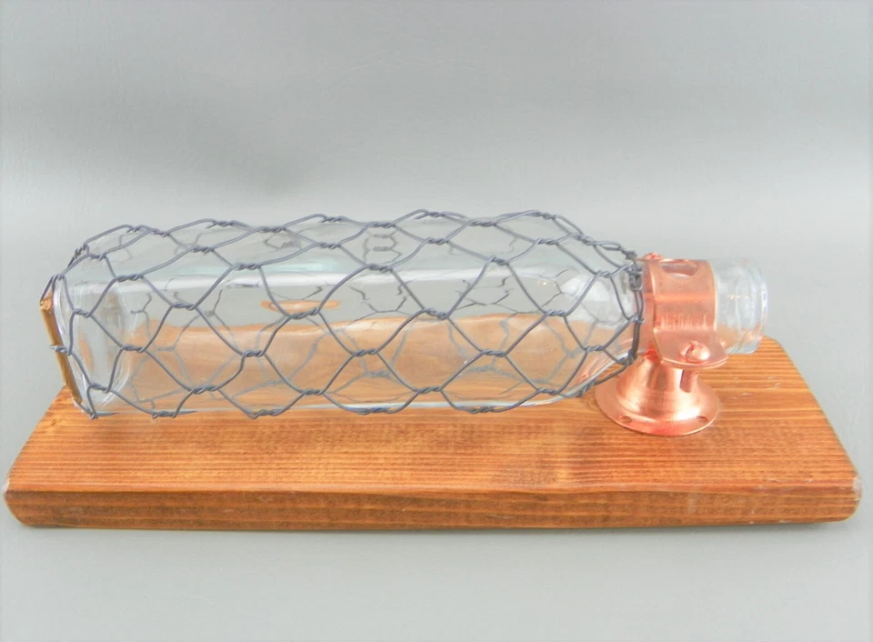 Florero rústico de madera de granja de cobre alambre de pollo botella de vidrio placa de pared colgante Foto 4 de 4