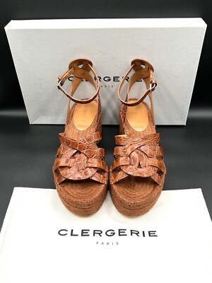 靴 Clergerie 38 Clergerie Chaya9 Croc-Embossed Leather Y2K Sandals Ankle Strap