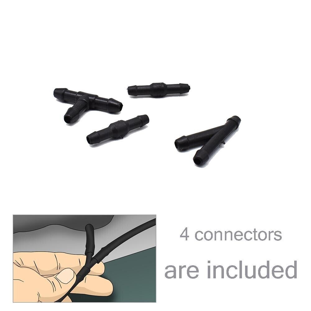 Windshield Washer Squirter Water Pump & Nozzles Kit Spray Fluid Hose Connector