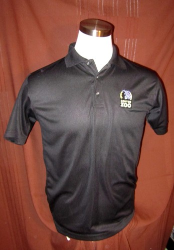 Denver Zoo Mens Short-Sleeve Polo Shirt, Black, Sewn-on, Polyester, Size S, New - Picture 3 of 8