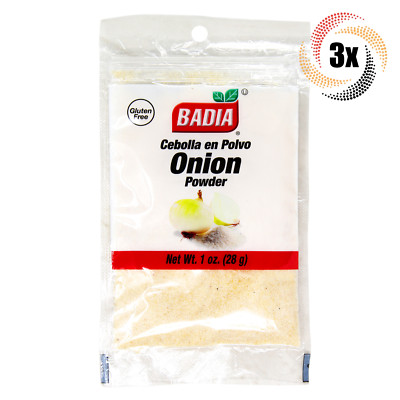 3x Bags Badia Onion Powder Seasoning | 1oz | Gluten Free Kosher & MSG Free