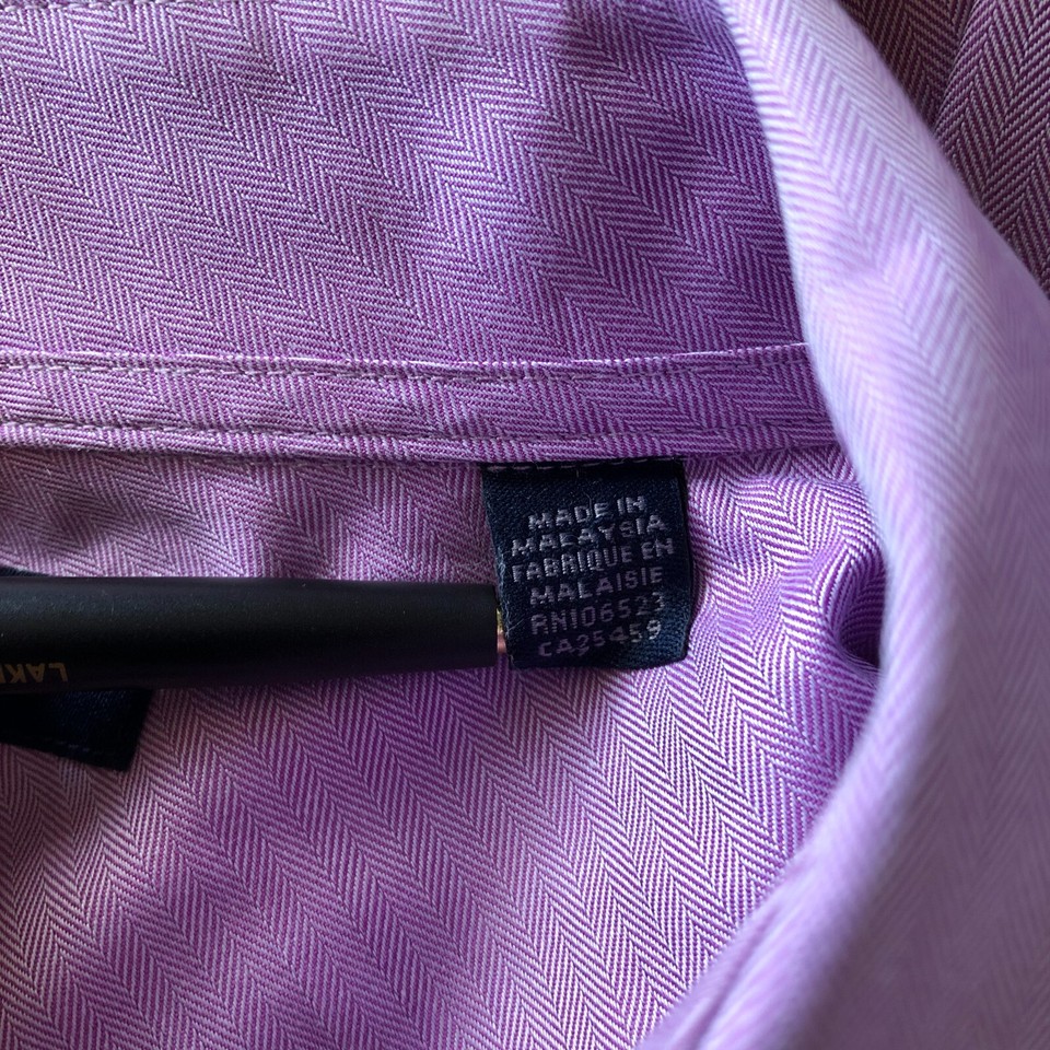 ted-baker-london-men-button-down-dress-shirt-size-17-34-35-pink-purple