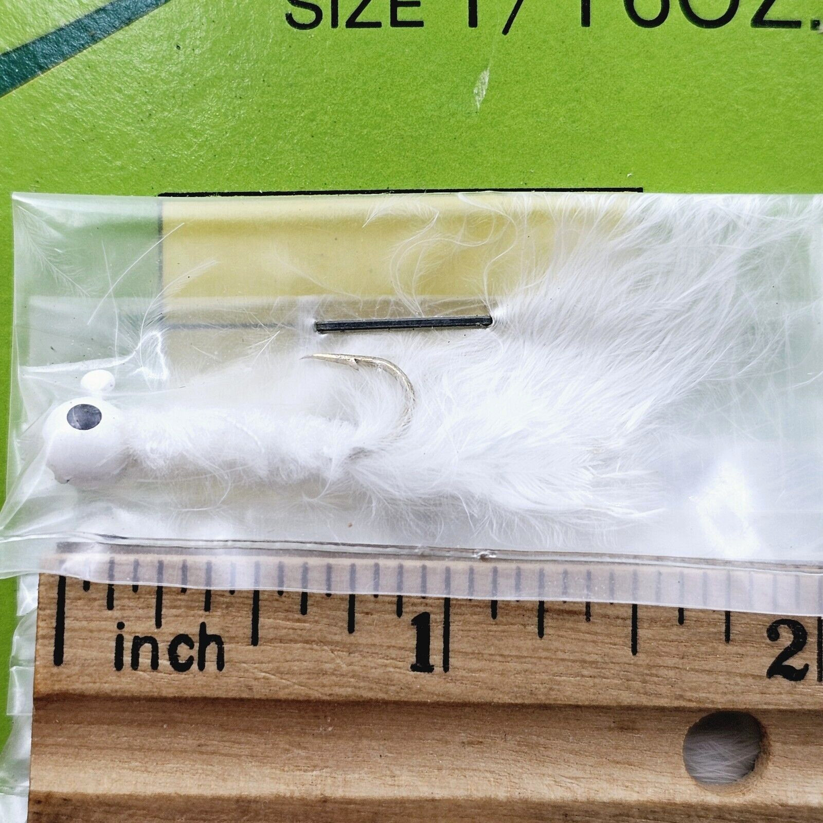 Vtg Laker 1/16 Oz Jig A Lo White Crappie Fishing Hair Jigs Lot Of 24 On Cards
