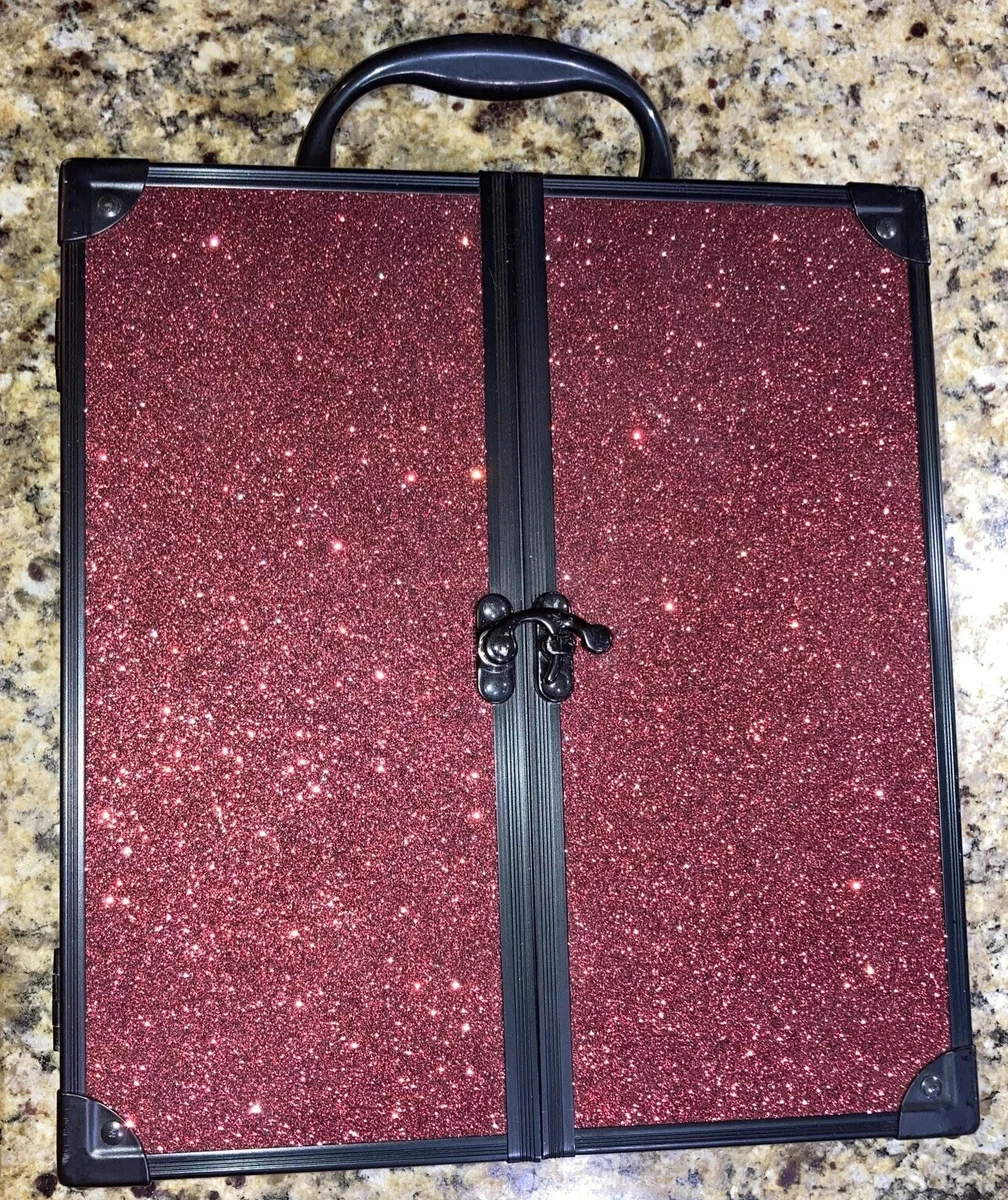 ULTA BEAUTY BOX 75 PIECE RED SPARKLE MAKEUP CASE SET LIP CHEEK EYE PALETTE