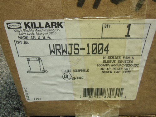 Tapón de rosca Killark WRWJS-1004 100A 3PH 4w 4p 600VAC/250VDC - Imagen 6 de 6