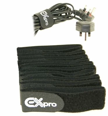 EX-PRO ExPro XL Reusable Nylon Chunky Heavy Duty Hook & Loop Cable Ties 10 Pack Black