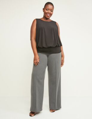 NEW LANE BRYANT PLUS SIZE $60 GRAY ALLIE TAILORED STRETCH WIDE LEG PANTS SZ 18