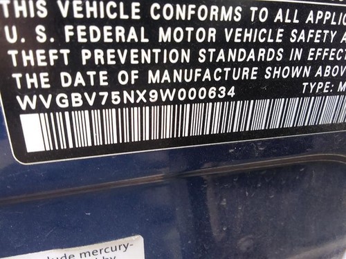 Used Front Center Interior Rear View Mirror fits: 2009 Volkswagen Tiguan SW Fron - Afbeelding 9 van 10