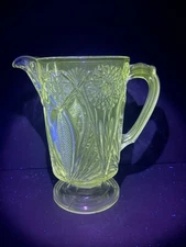 Ornate Glass Pitcher 9"