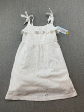 Cat  Jack Eyelet Sundress Girls XS  4/5 White Lined Bow Strap So Cute