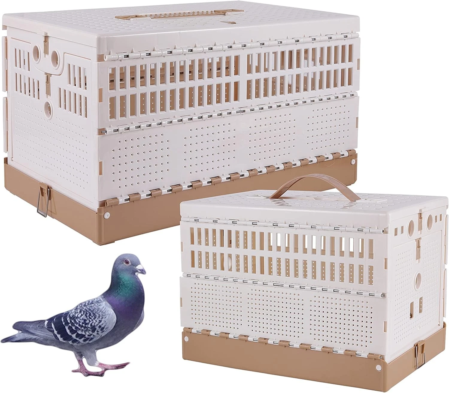 Portable Pigeon Travel Cage Foldable Bird Carrier with Handle Small Animal Crate