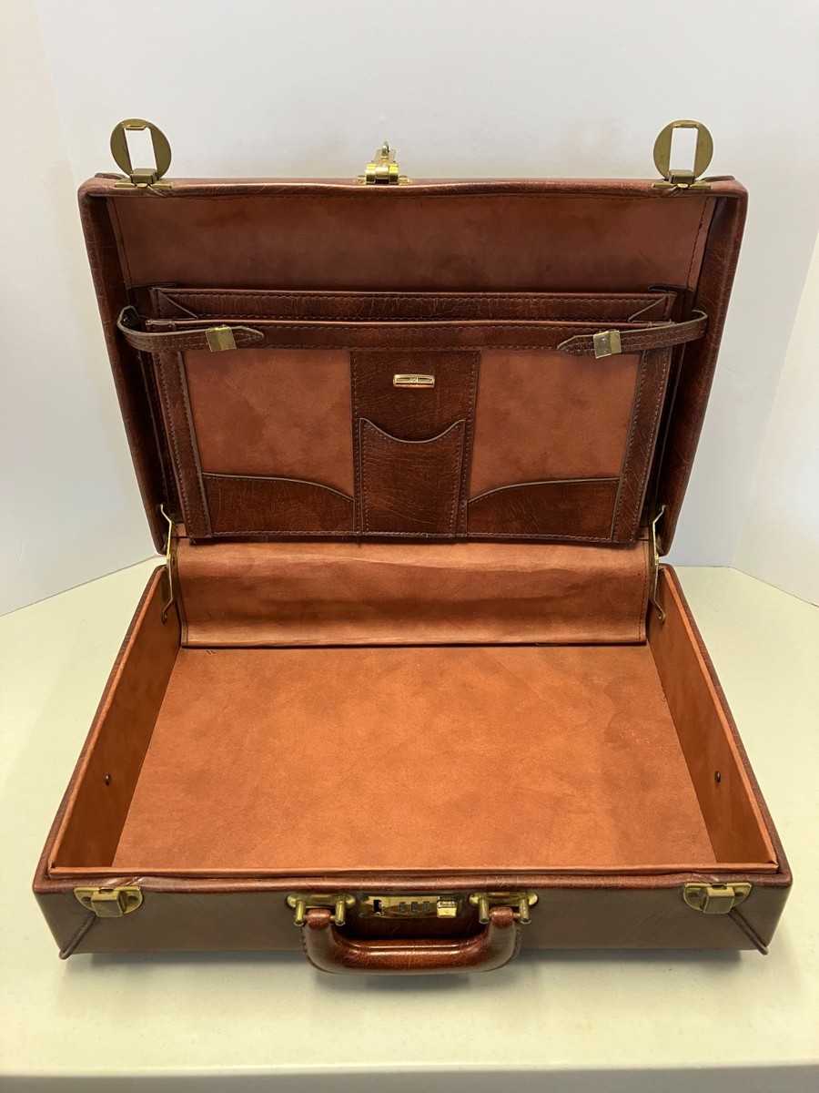 Vintage Airway Presto Combination Lock Mens Leather Attache