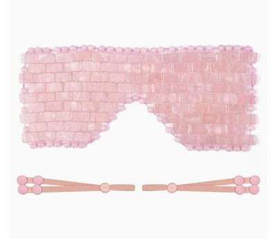 Natural Gemstone Rose Quartz Sleep Mask, Anti-Aging Hot or Cold for Puffy Eyes