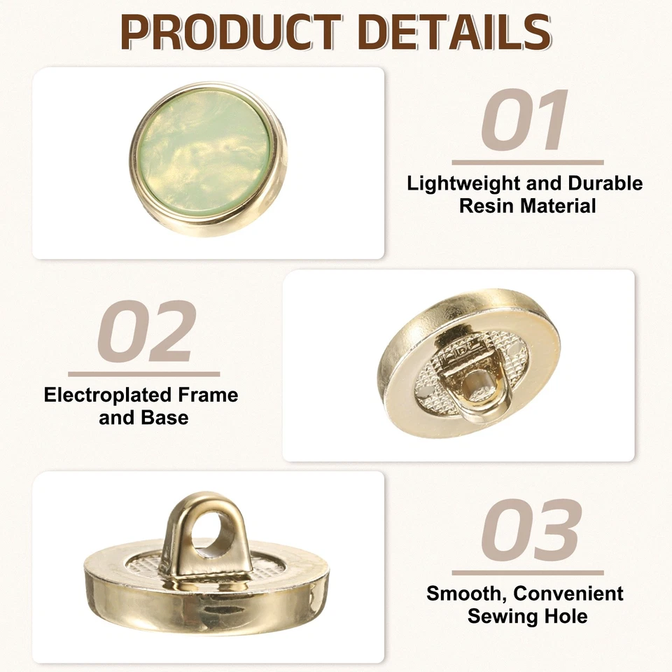 5Pcs Round Button, 18mm/0.7" Resin Decorative Pattern Button, Light Green - Image 3 of 4