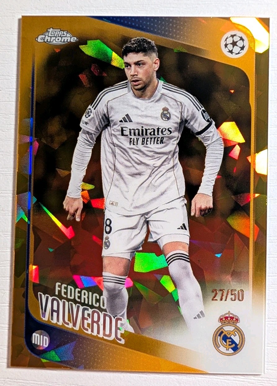 Federico Valverde 2025-26 Topps Chrome #65 gold sapphire refractor /50 view 1