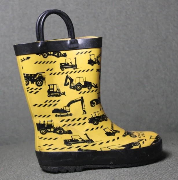 Botas amarillas unisex 9K (niños pequeños) juveniles sin marca (usadas) temáticas de construcción Foto 2 de 2