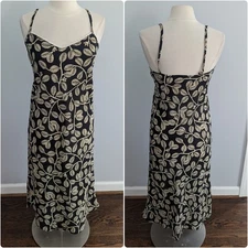 Women's Vintage Josie Natori Black Cream Slip Semi Sheer Dress Medium