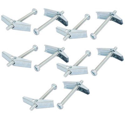 M4 x 50mm Male Thread Spring Loaded Hollow Wall Round Head Toggle Bolt 10pcs