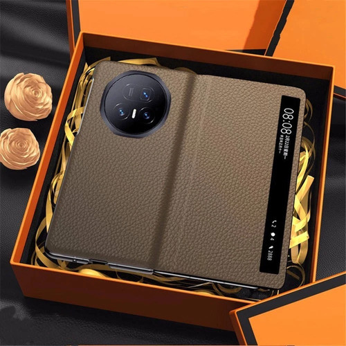 Vollnarbige Smart Window Echtleder Slim Flip Case Hülle für Honor Magic V5 - Bild 17 von 18