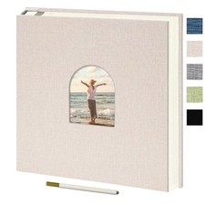 9.84x9.06 Inch Self-Adhesive Photo Album Linen 9.84x9.06 Inch 40 Pages Beige