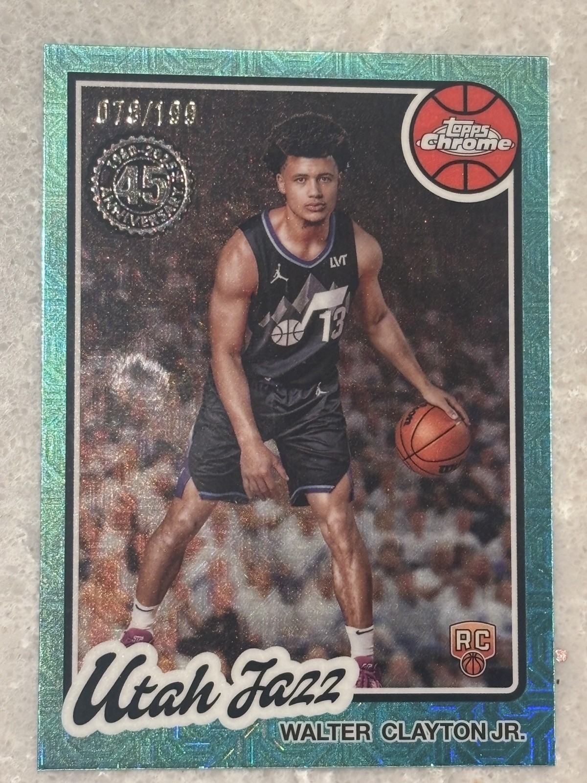2025 Topps NBA  Walter Clayton Jr Topps Chrome TC-WC Teal Mojo 140/199 Utah Jazz