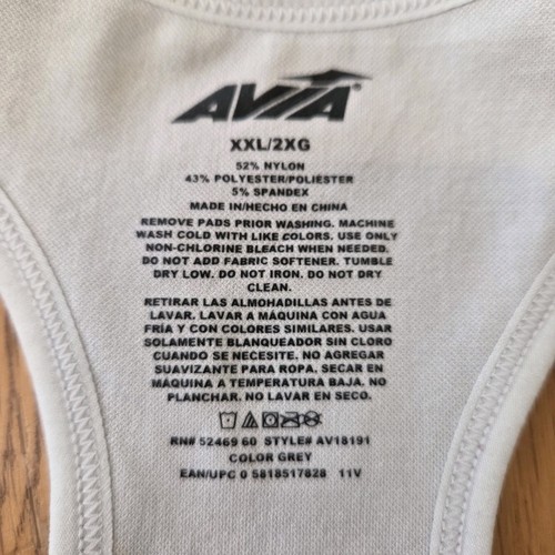 Avia White Front Zip Sports Bra With Gray Accents. XXL - Picture 2 of 6
