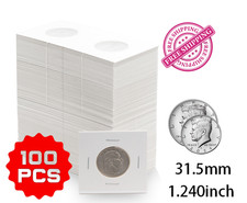 100 PCS Half Dollar 2 2 Coin Flips Cardboard Holders 31.5 mm Bulk