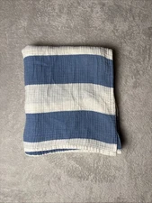 Cloud Island Blue & White Stripe Swaddle Blanket Cotton Muslin Target 47"x47"