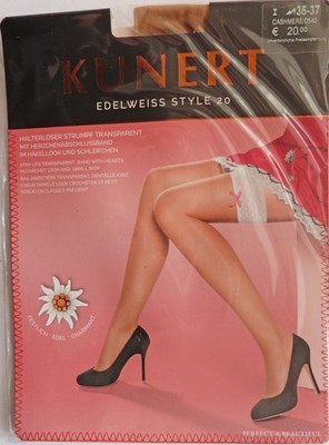 Kunert Small Size 35-37 Lace Top 20 Denier Hold-Ups Stockings in Cashmere