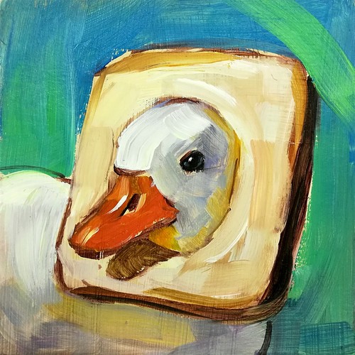 Divertidas pinturas al óleo de ganso y pato arte original de aves de granja caprichosas pequeñas obras de arte - Imagen 5 de 15