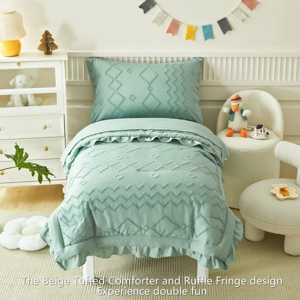 AIKASY Toddler Bedding Set 4 Pieces Super Soft Comforter Set, Shabby Boho Boh... - Image 2 of 4