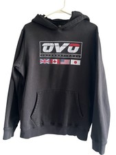 October's Very Own OVO Black International Logo Flags Hoodie Size M RARE