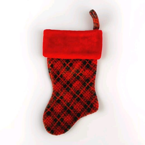Coppia Calze Natalizie Tartan Plaid Rosso Verde Flanella Polsini 18 Pollici - Foto 3 di 9