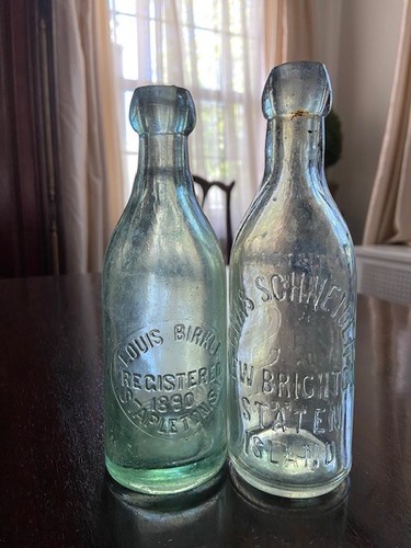 Lot of 2 Staten Island Dated Antique Soda Bottles 1889 & 1890