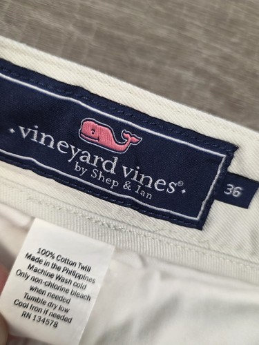 Vineyard Vines Short Mens 36 Beige Twill Golf Outdoor Embroidered AOP Whale - Picture 7 of 8