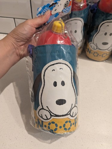 VTG 80s 90s Denz Canteen Peanuts Snoopy Water Bottle W/Holder 20cm BNIP - Picture 2 of 11
