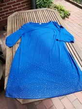 Elegantes Jersey Stretchkleid Shirt Kleid Strass am Rock royal blau 4XL 50/52