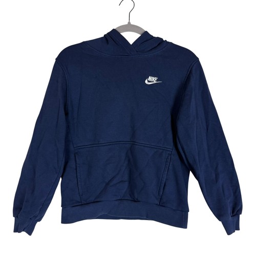 Nike Hoodie Youth Large Blue Pullover Fleece Sweatshirt Small Swoosh Logo