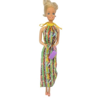 Vintage Barbie Superstar Puppe selten Regenbogen Variation Kleid Handtasche Mattel sehr guter Zustand