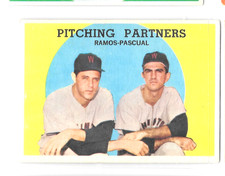 1959 Topps Ramos Pascual 291 Pitching Partners Washington Senators Baseball Vtg