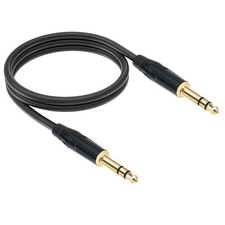 1/4 Inch TRS/Stereo Male to Male Audio Cable Cord Black 24AWG Gold Plated