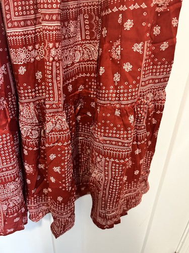 Neu Stetson Damen Größe Large ärmellos rot Bandana Stufen Rüschen Maxikleid - Bild 5 von 7