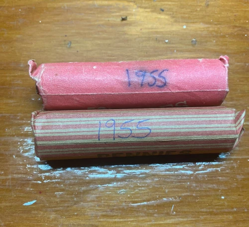 2 Rolls Of Circulated 1955 Wheat Cent Pennies 100 Coins Total Ungraded