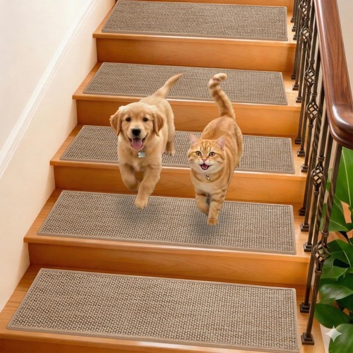 GROWLING Linen Stair Treads for Wooden Steps Indoor 36x9 Inch, 15 Pcs