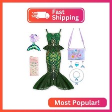Wudiatae Mermaid Costume for Girls 3-12, Mermaid Tail Dress with Jewelry Purse