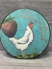 Farm Fresh Chicken Lazy Susan Country Teal Megan Halsey Demadco 13.5”