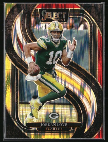 2024 Panini Select #172 Jordan Love Red & Yellow Prizm Shock