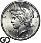 1926 D Peace Dollar, Better Date Denver Issue, Choice Unc+ ** Nice Luster