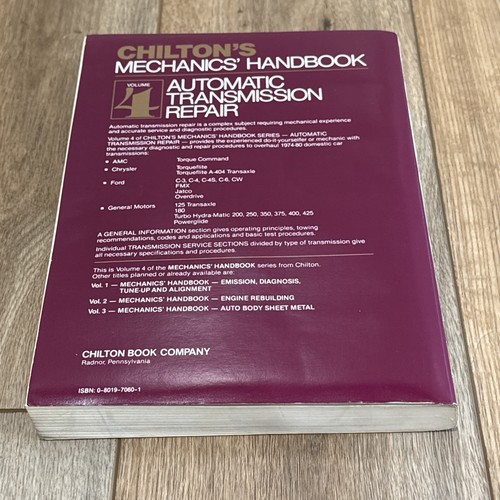 Manual de Mecánica CHILTON Volumen 4 Manual de Reparación de Transmisión Automática 1974-80 - Imagen 11 de 11