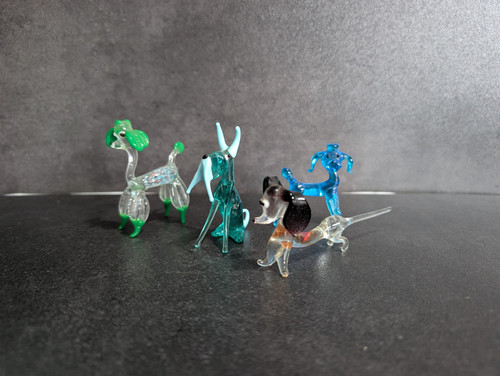 Murano Style Glass Dog Figures Bundle - Picture 1 of 16